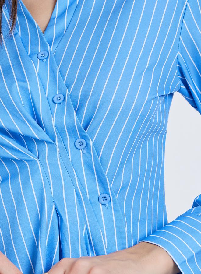 ستايلي بلوزة مخططة بنمط لف - Image 3